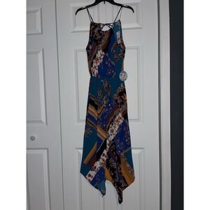 Macy's Fishbowl Patchwork Handkerchief Sundress  size xs multicolor high low nwt
